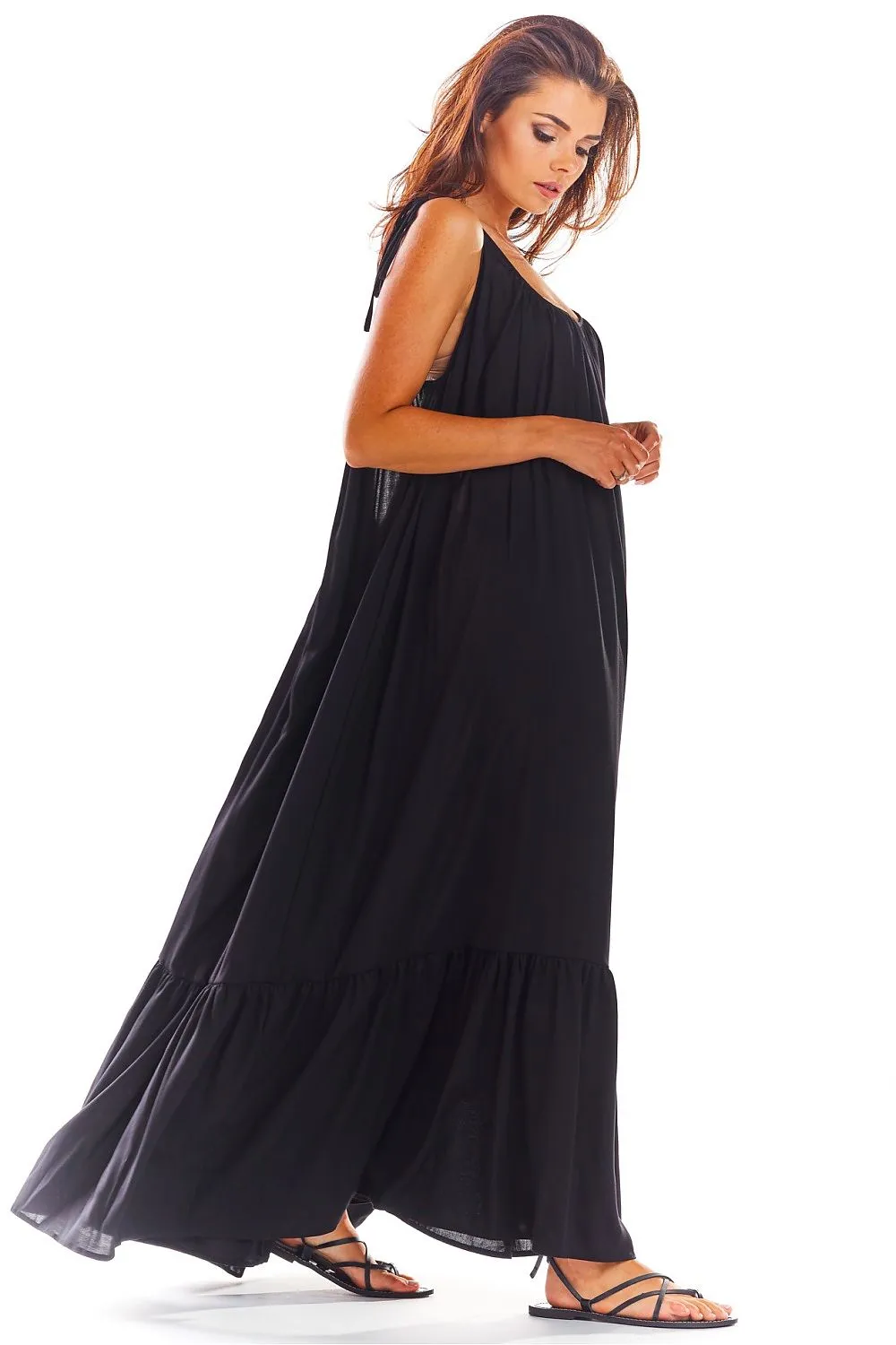 Flouncy Back-Neckline Oversized Dress