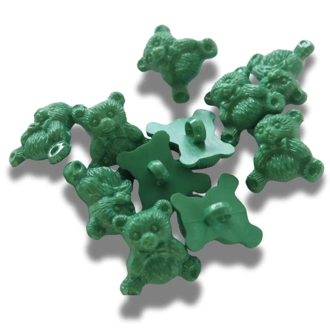 Forest green teddy bear buttons