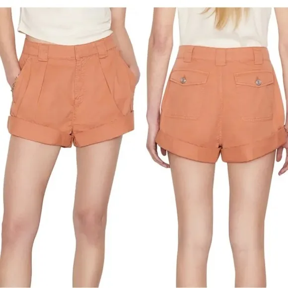 Frame Fluid Twill Rolled CuffCotton Shorts Size 29 Pumpkin Spice NWT