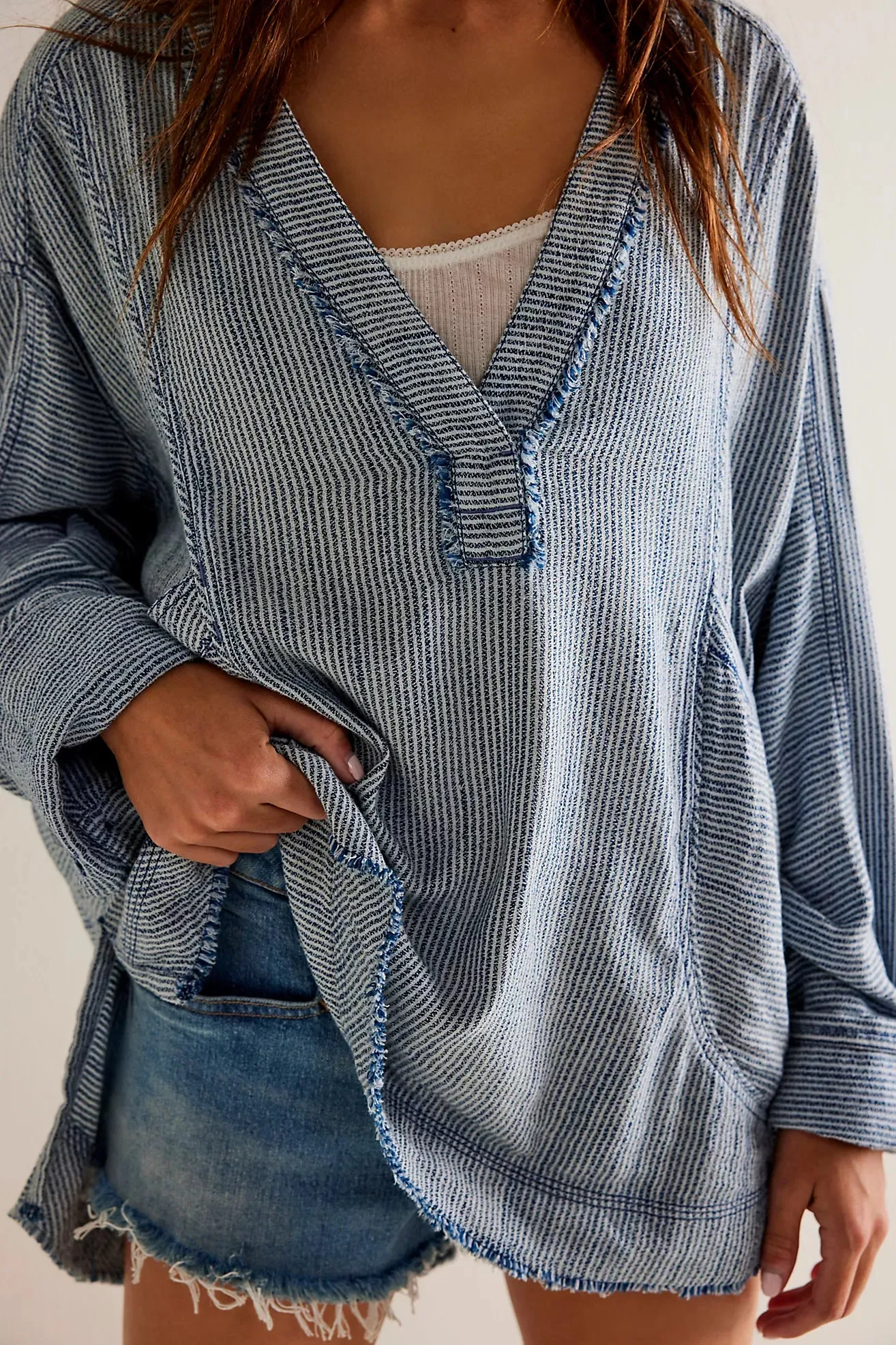 free people: by the shore shirt-indigo stripe
