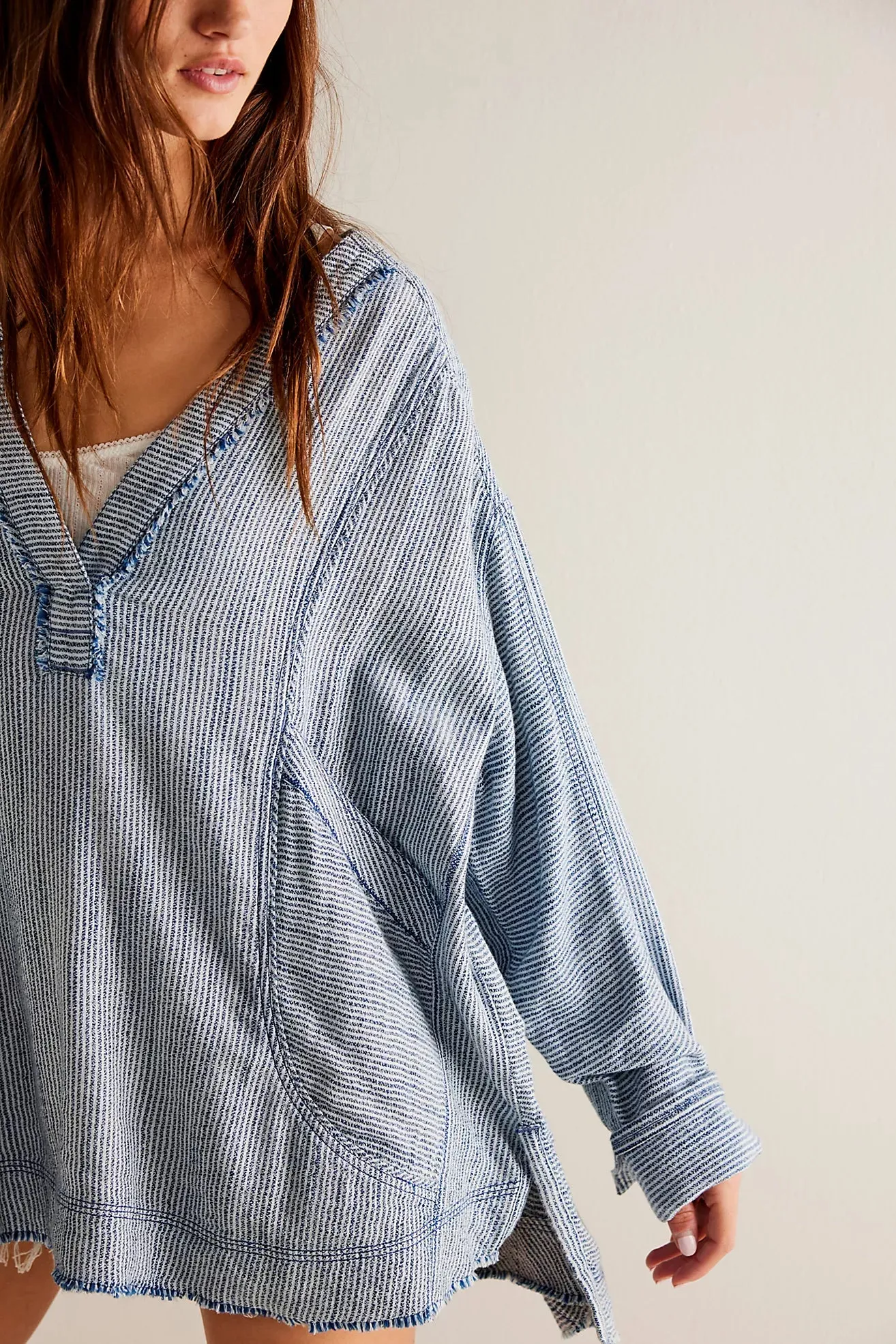 free people: by the shore shirt-indigo stripe