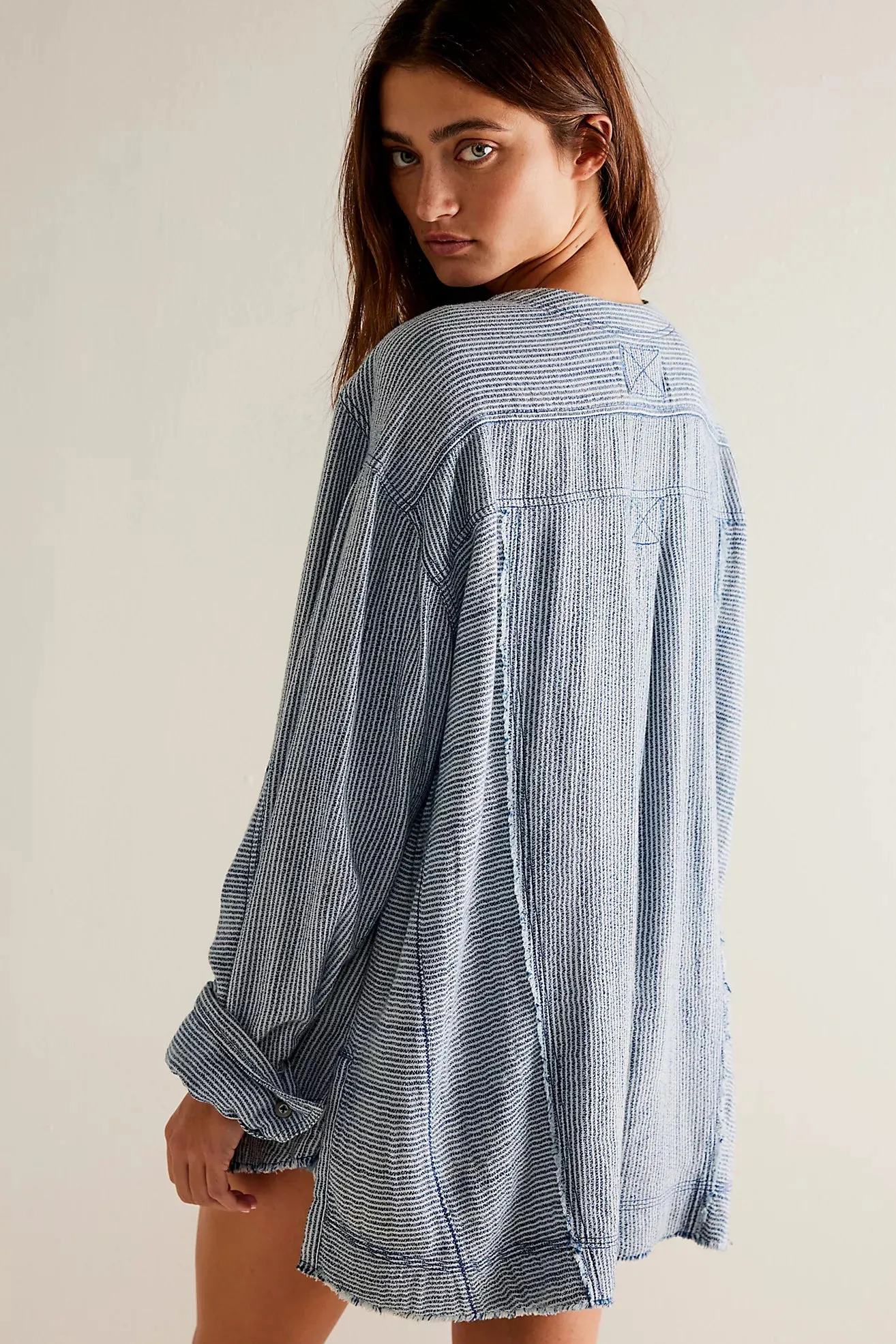 free people: by the shore shirt-indigo stripe