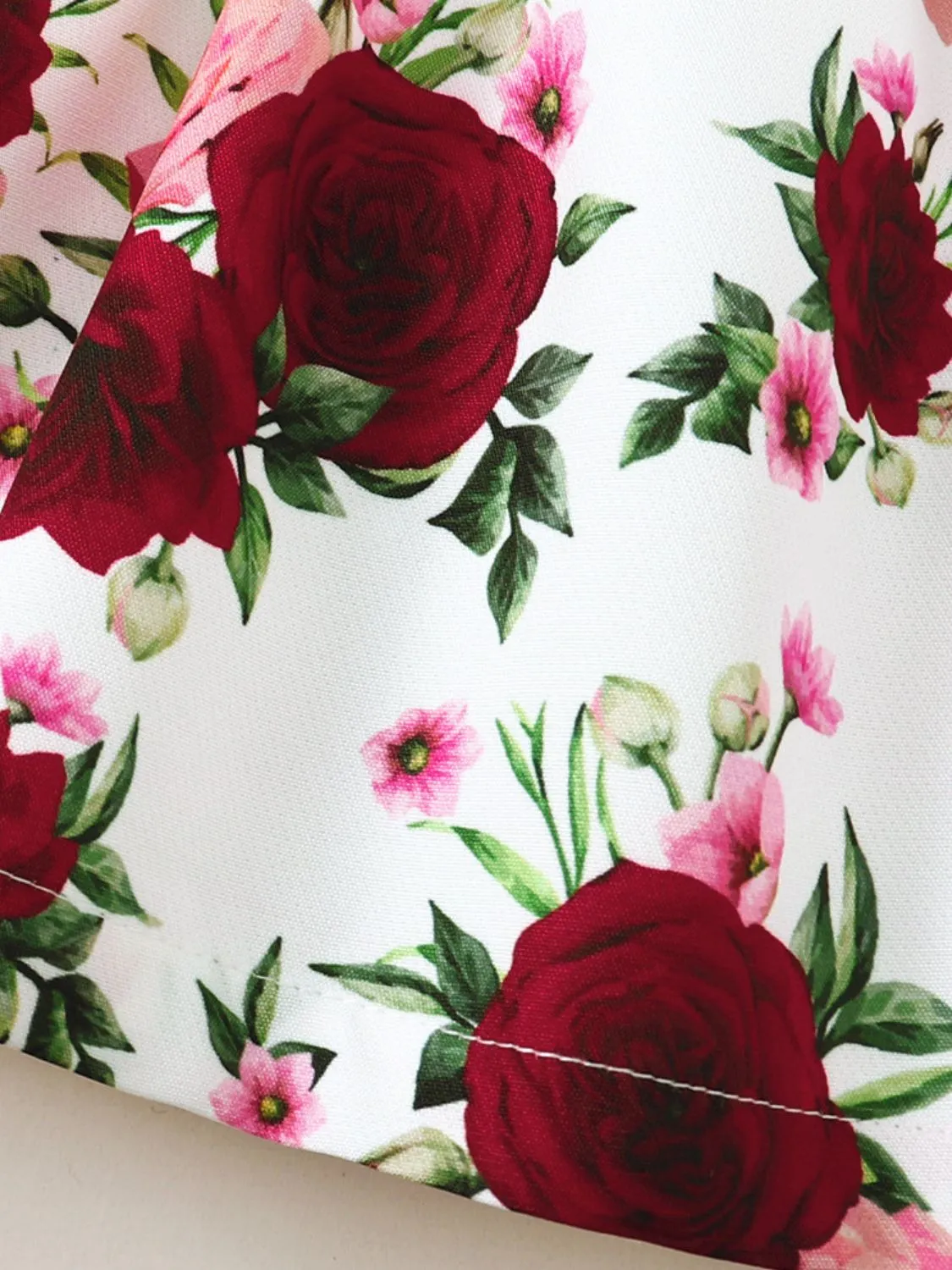 Frill Floral Round Neck Flounce Sleeve Dress