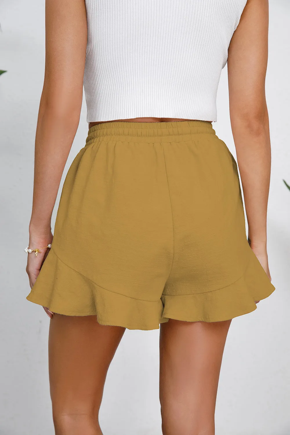 Full Size Ruffle Hem Cotton Shorts – Playful Comfort with a Feminine Twist - SALE