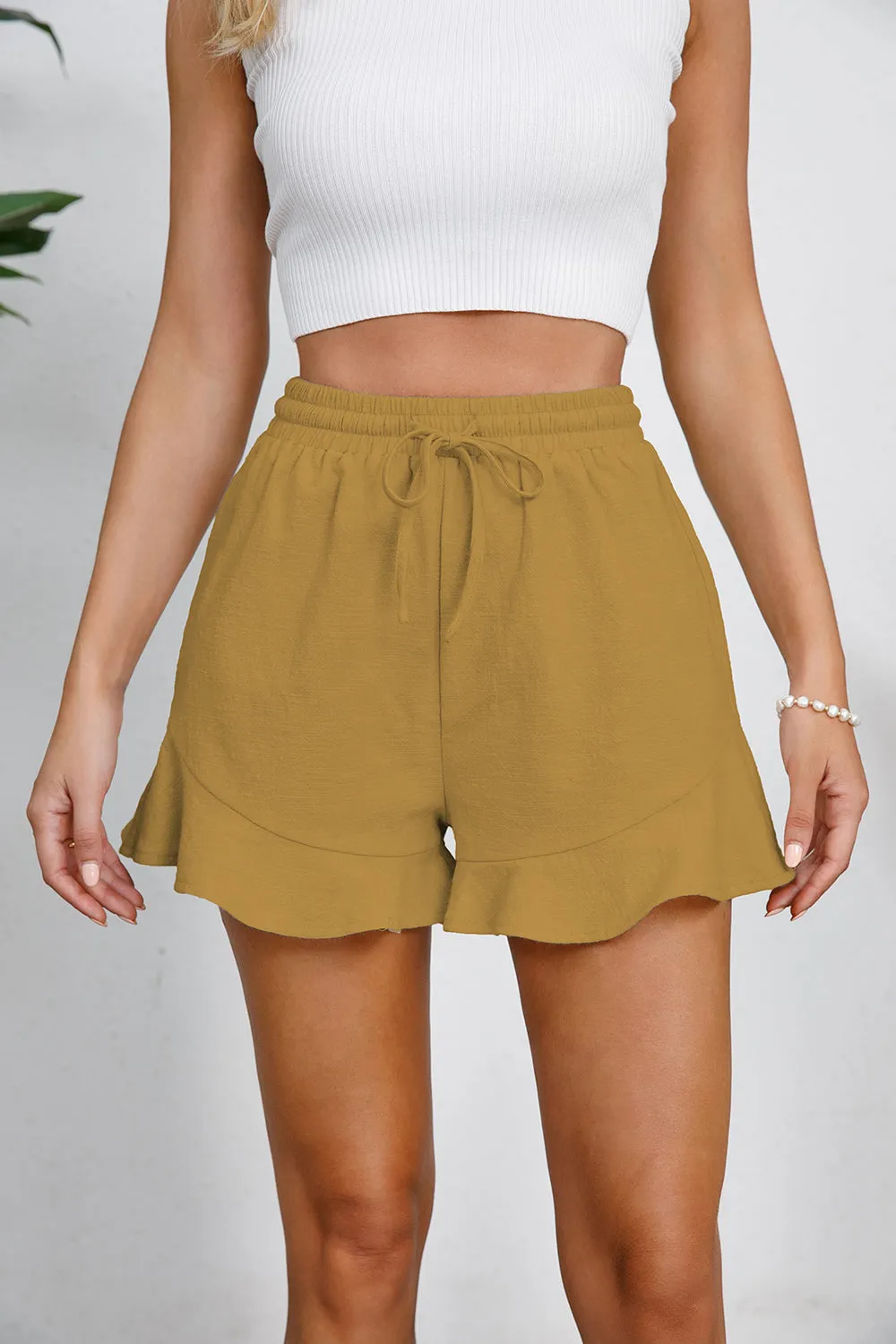 Full Size Ruffle Hem Cotton Shorts – Playful Comfort with a Feminine Twist - SALE