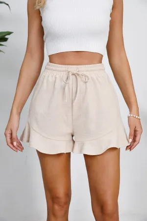 Full Size Ruffle Hem Cotton Shorts – Playful Comfort with a Feminine Twist - SALE
