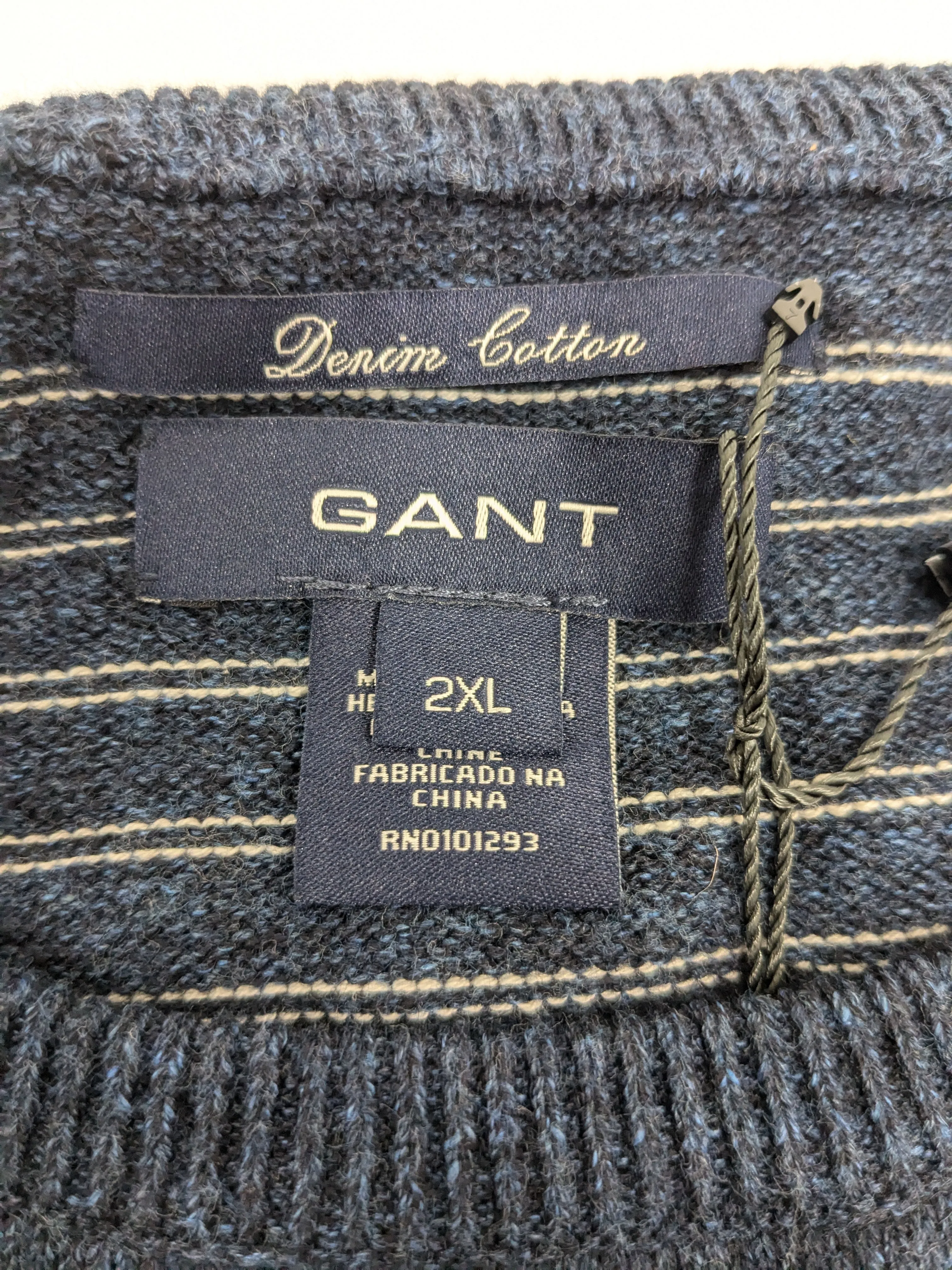 GANT Men's Classic Blue Denim Cotton Sweater 74365 Size Small