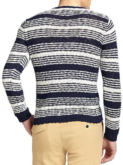 GANT RUGGER Men's Blue Stripe The Slubber Sweater 84049 Size M NWT
