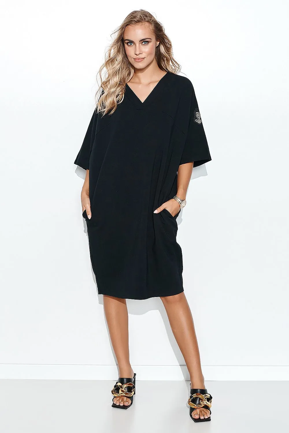 Geometric Cut Oversized Sweatshirt Dress