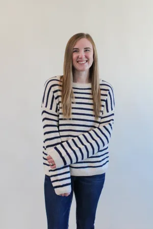 GEORGIE STRIPED DROP SHOULDER SWEATER