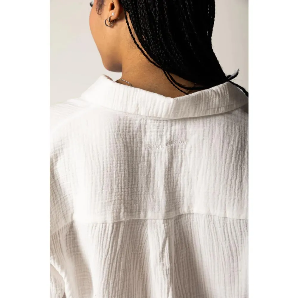 GIRL CRUSH TEXTURED ORGANIC COTTON SHIRT WHITE