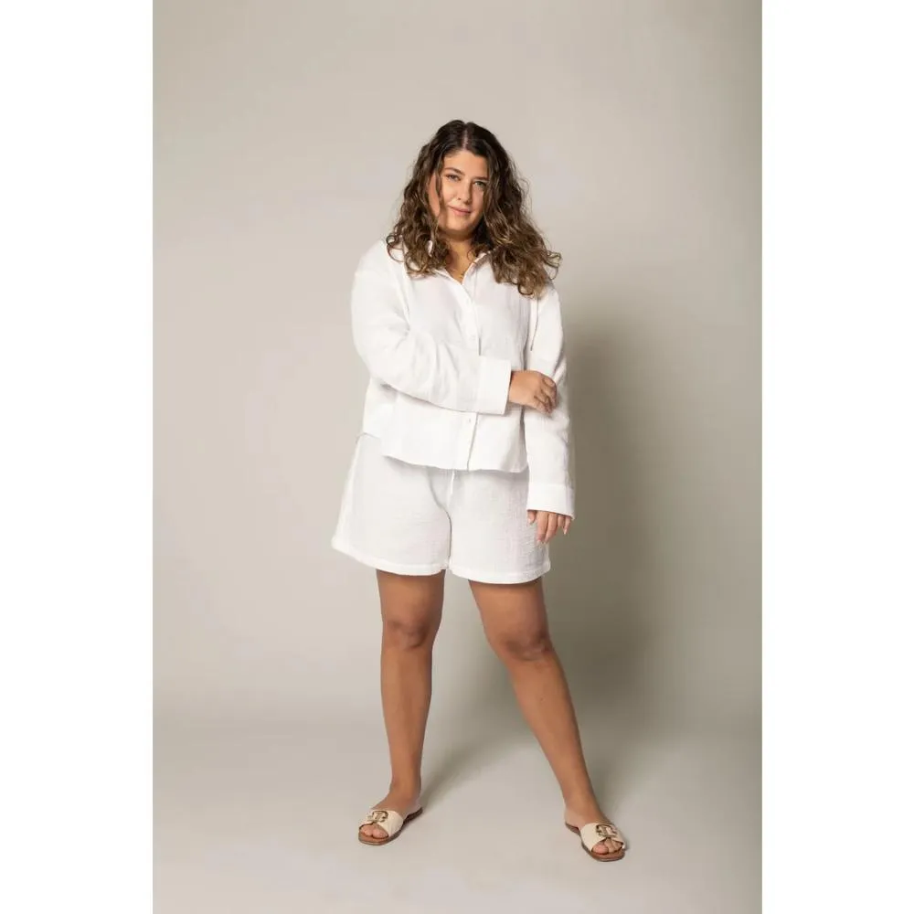 GIRL CRUSH TEXTURED ORGANIC COTTON SHIRT WHITE