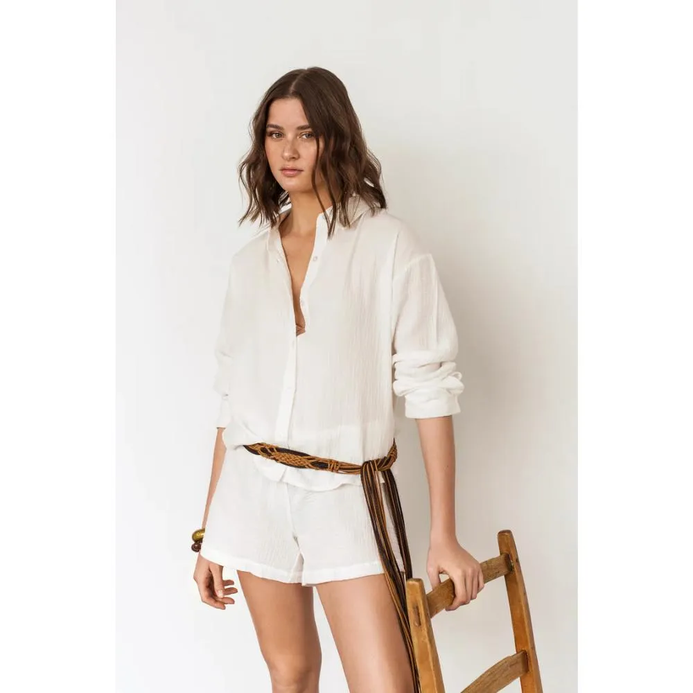 GIRL CRUSH TEXTURED ORGANIC COTTON SHIRT WHITE