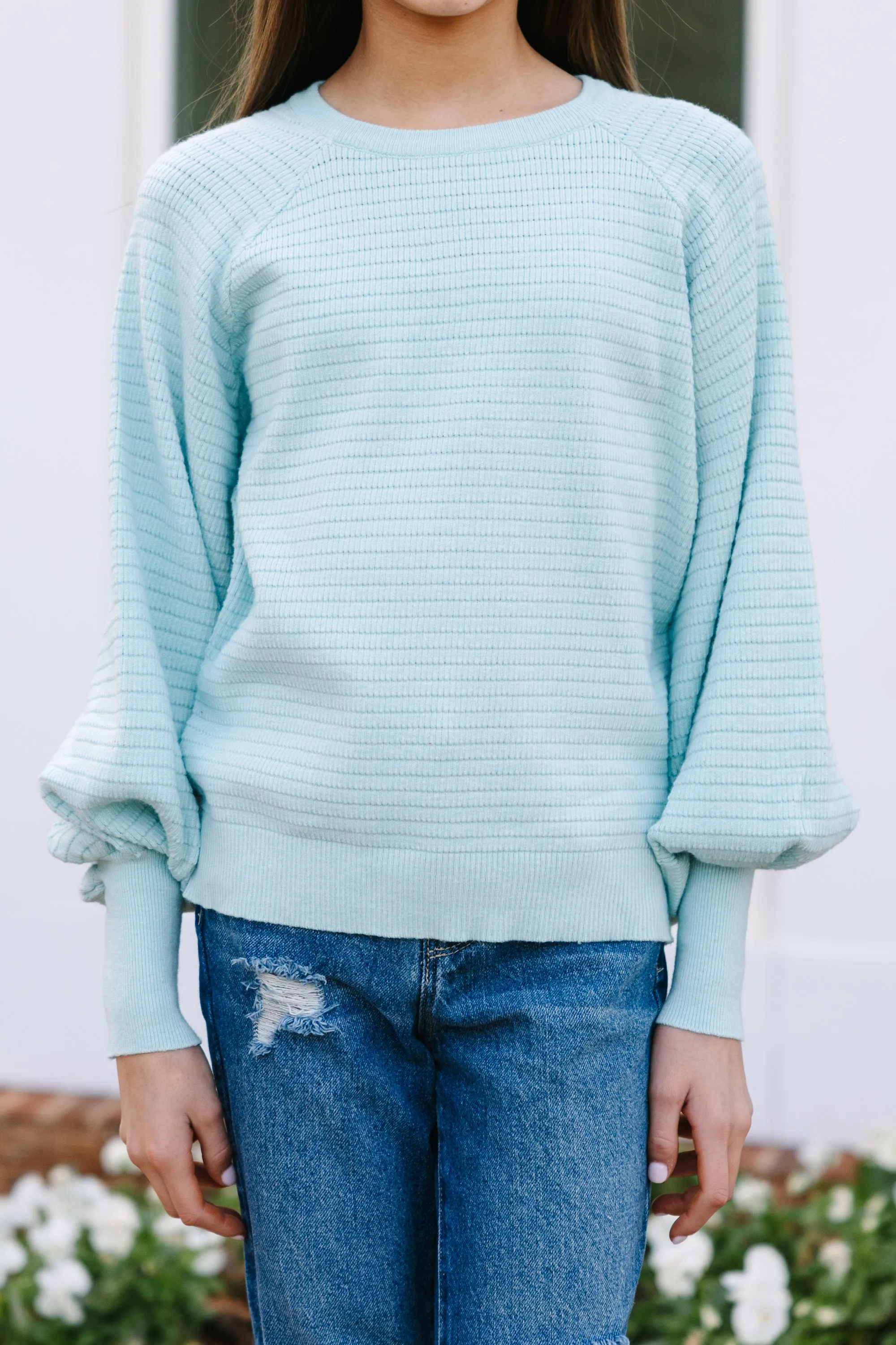 Girls: In The Works Mint Green Sweater