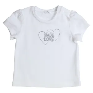 Girls Super Soft White "Made With Love" T Shirt
