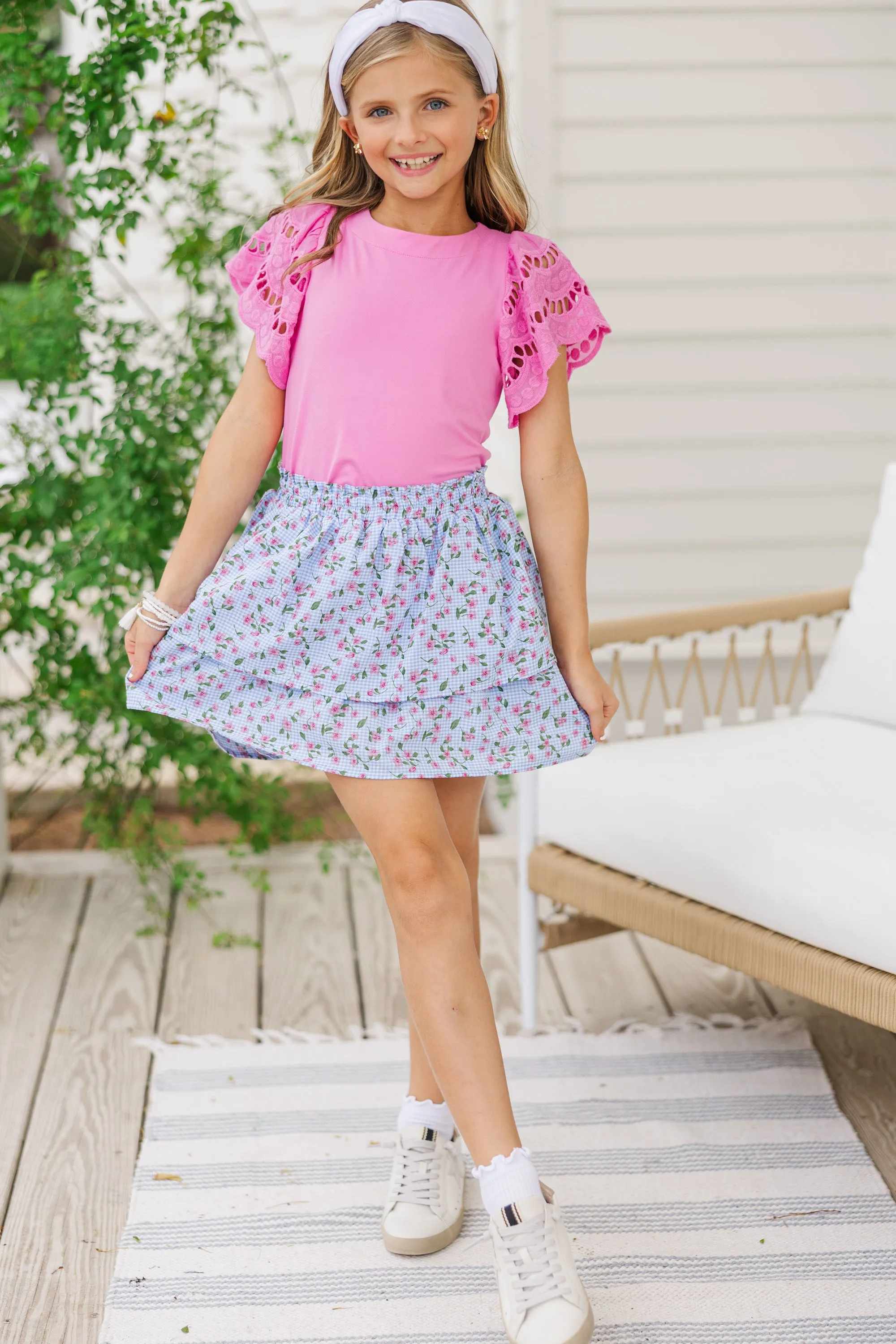 Girls: The Sarah Beth Blue Gingham Skort