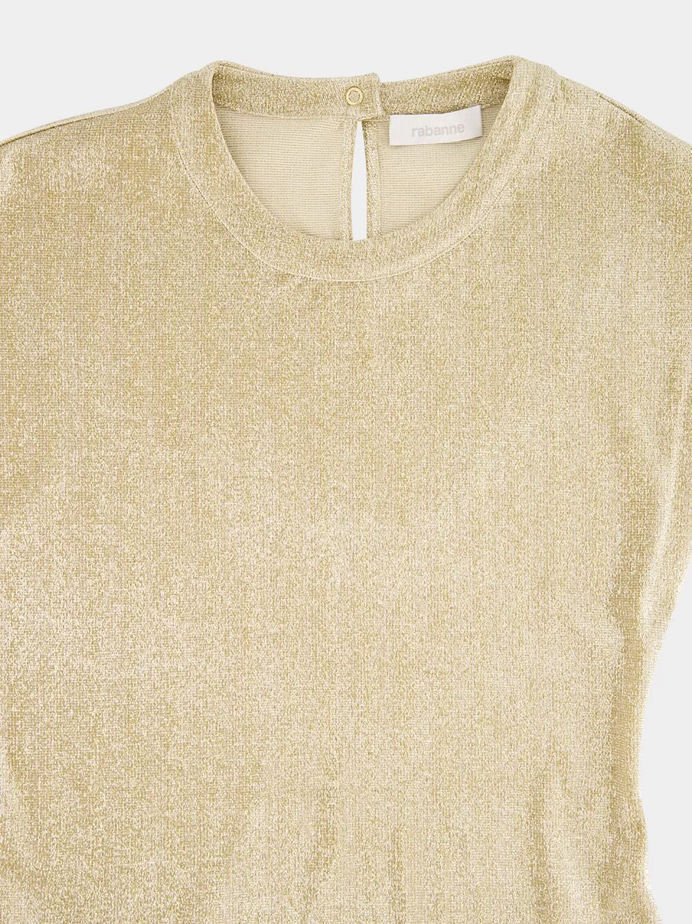 Gold Draped Lurex Asymmetrical Dress