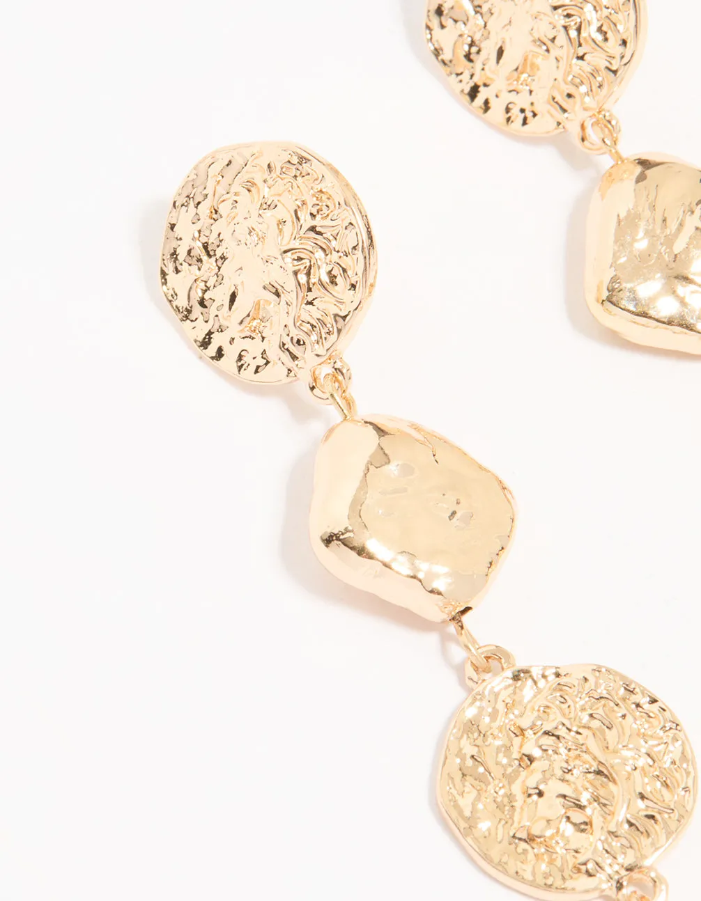 Gold Pearl Hammered Drop Earrings