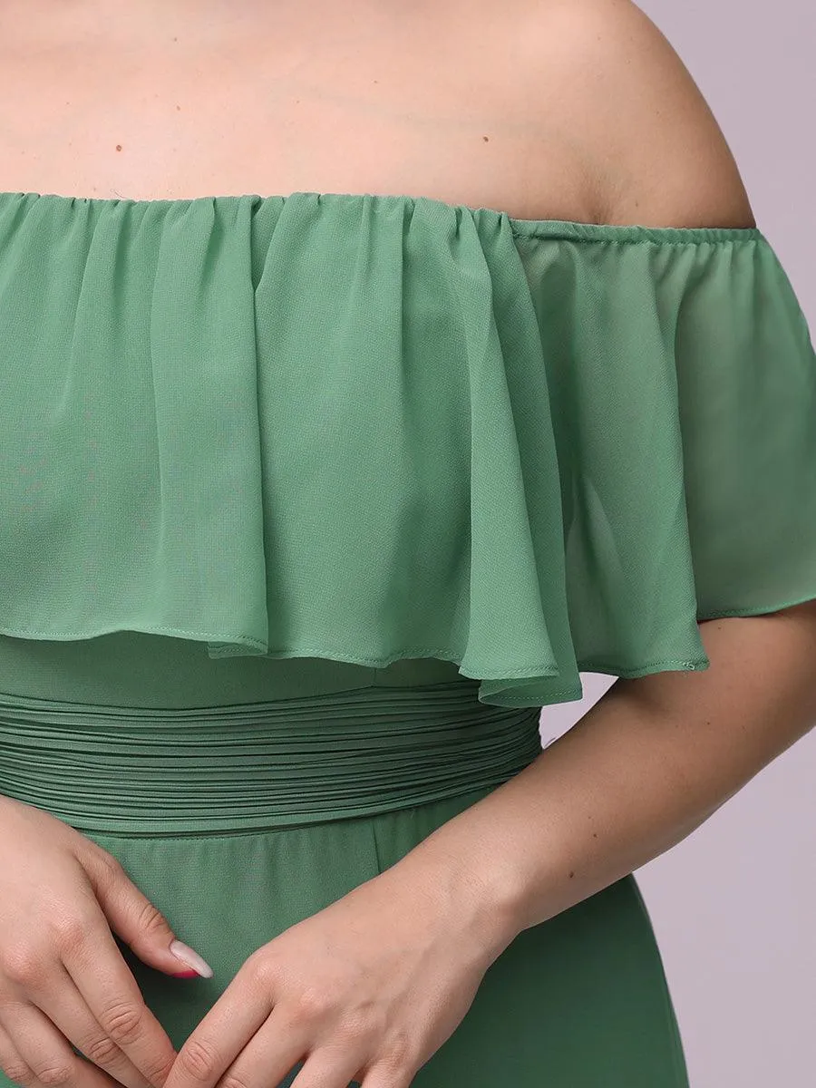 Grande talle Robe de demoiselle d'honneur à volants et épaules dénudées