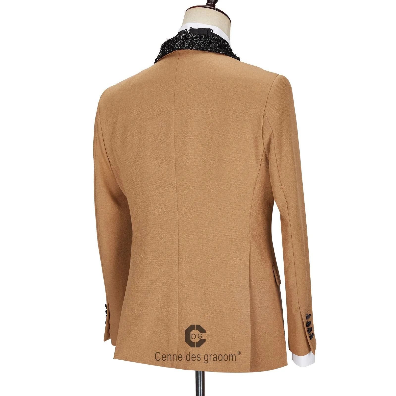 GRAOOM LATEST COAT DESIGN MEN SUITS TAILOR-MADE TUXEDO 2 PIECES KHAKI BLAZERS WEDDING PARTY SINGER GROOM COSTUME HOMME