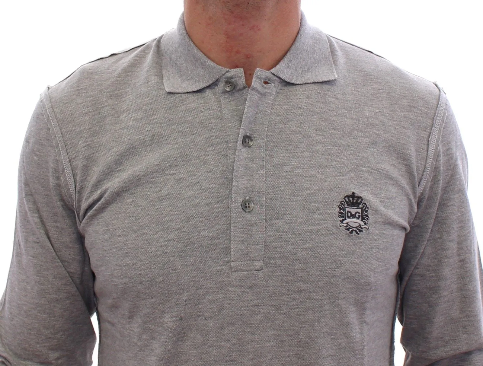 Gray Long Sleeve Polo Sweater Pullover