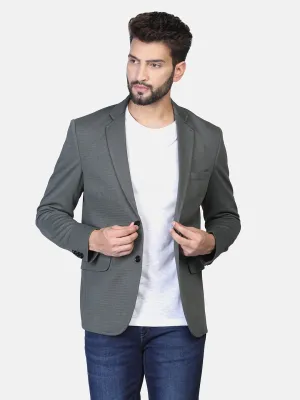 Green Textured Stretchable Blazer