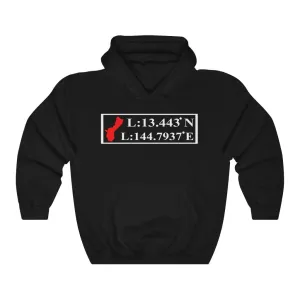 GUAM GPS Longitude Latitude Unisex Heavy Blend™ Hooded Sweatshirt