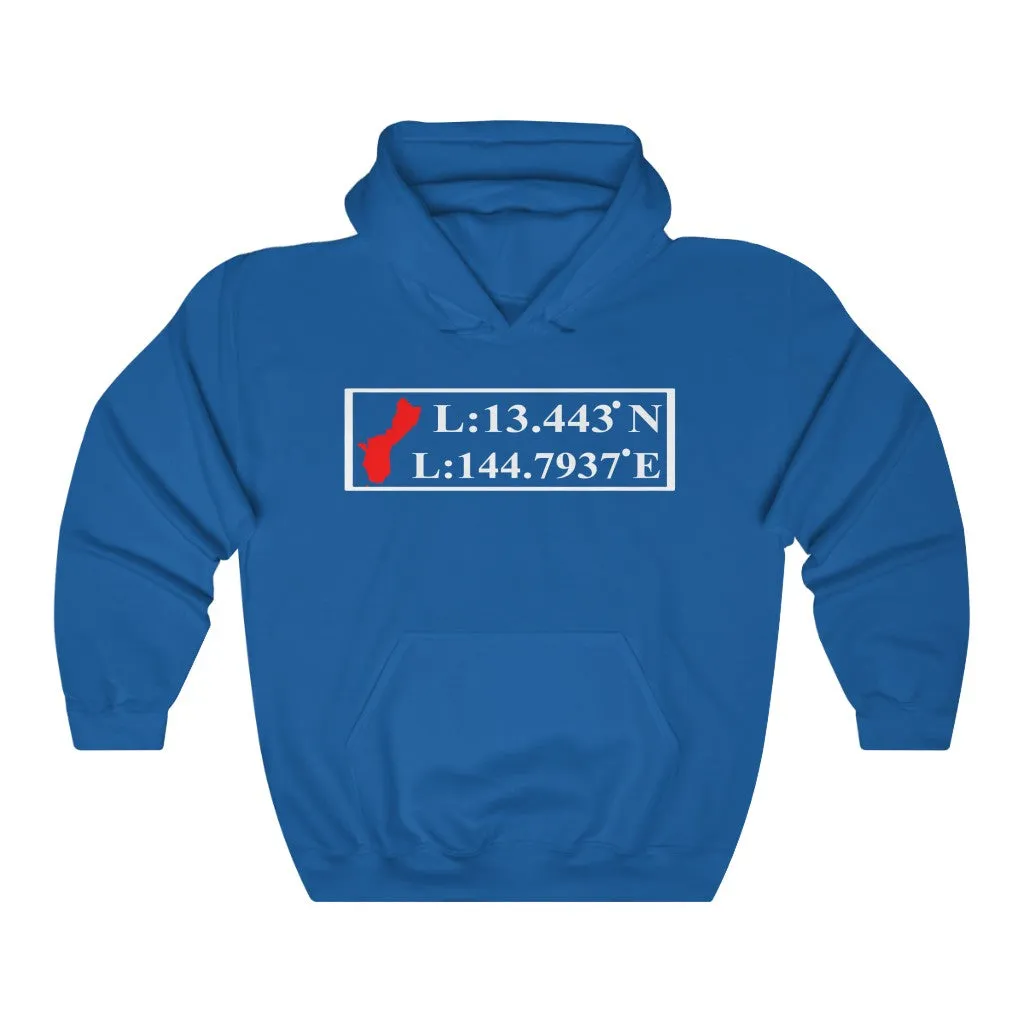 GUAM GPS Longitude Latitude Unisex Heavy Blend™ Hooded Sweatshirt