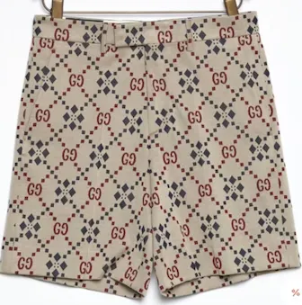Gucci Shorts in Beige with Maroon and Blue Accents