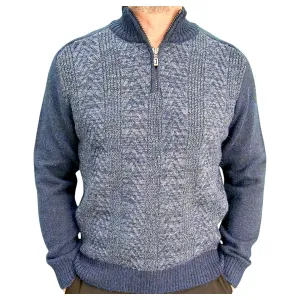 Gunky Winter Crew Neck Sweater- 100% Wool -  Navy Blue - with Light Gray