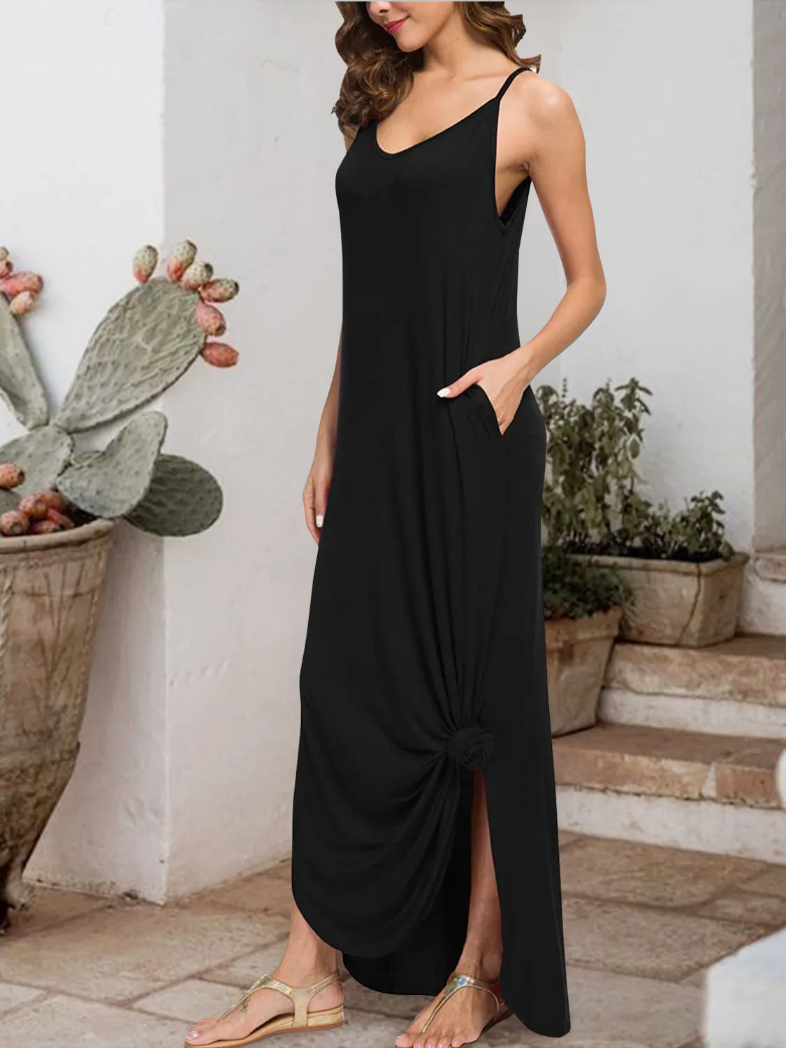 Harlee Slit Scoop Neck Sleeveless Dress