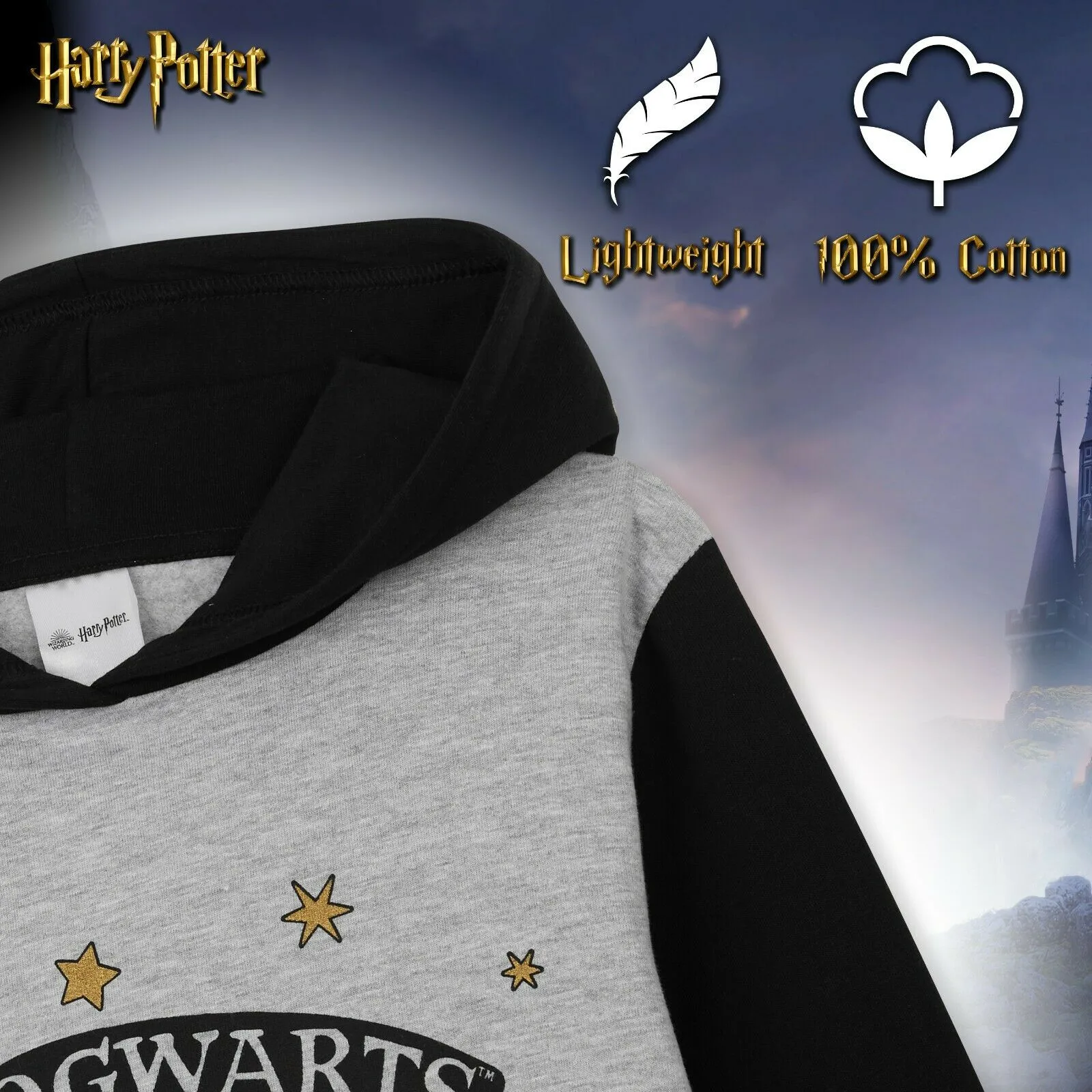 Harry Potter Grey Hoodie Dress for Girls and Teens, Cotton Oversized Jumper