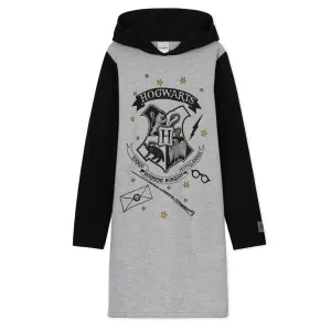 Harry Potter Grey Hoodie Dress for Girls and Teens, Cotton Oversized Jumper