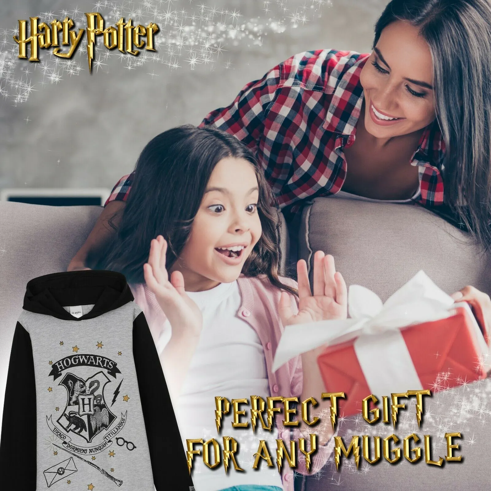 Harry Potter Grey Hoodie Dress for Girls and Teens, Cotton Oversized Jumper