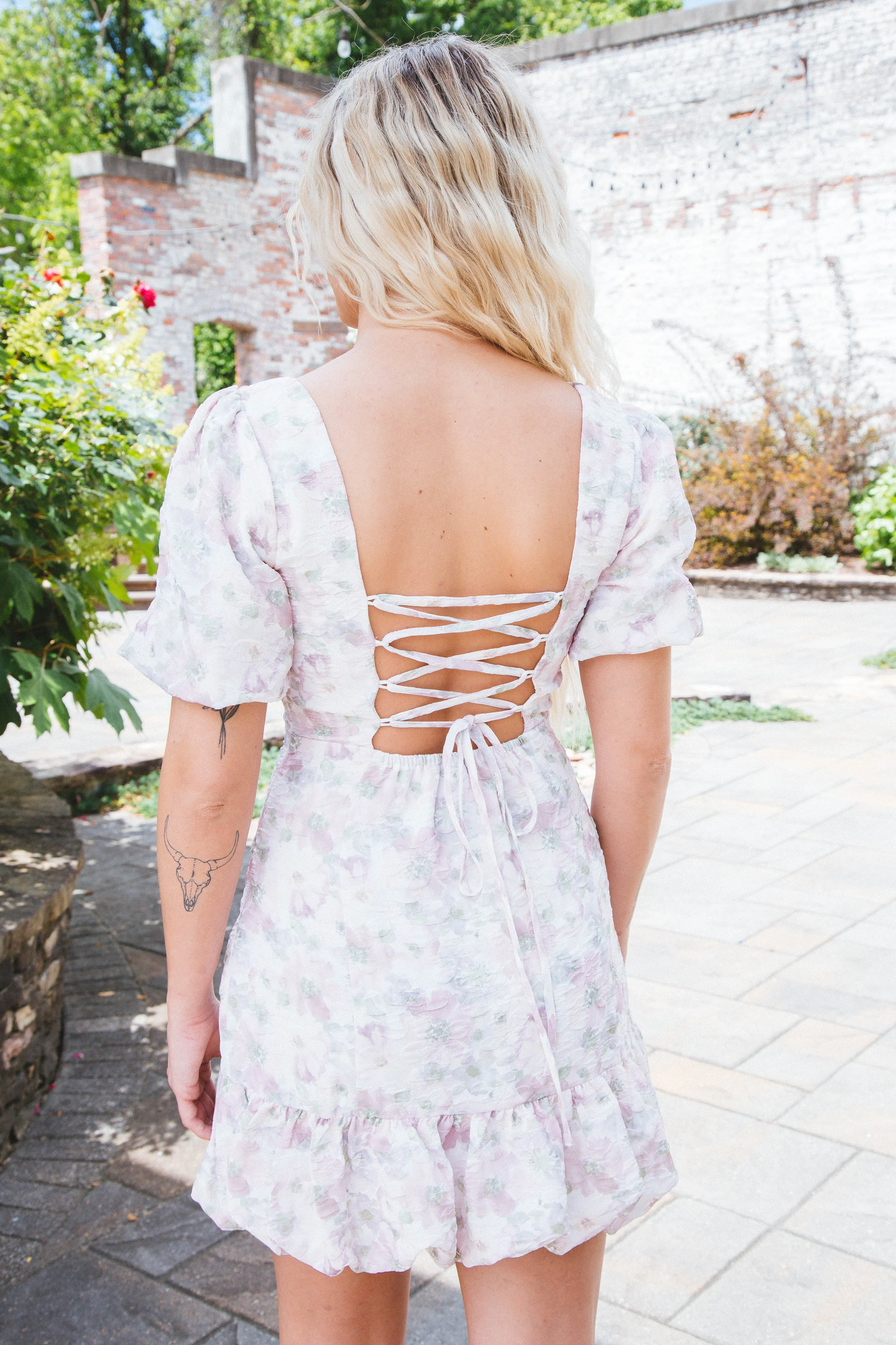 Hazel Ruffle Hem Dress, Blush/Grey