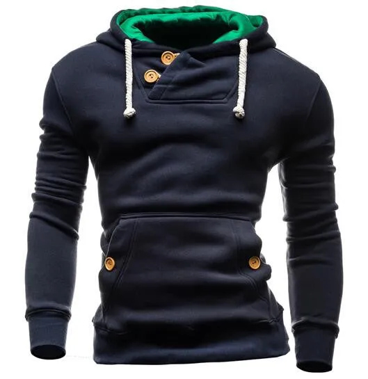 Hoodies Men Sudaderas Hombre Hip Hop Mens Brand Double Pocket Long Sleeve Hoodie Sweatshirt Suit Slim Fit Men Hoody