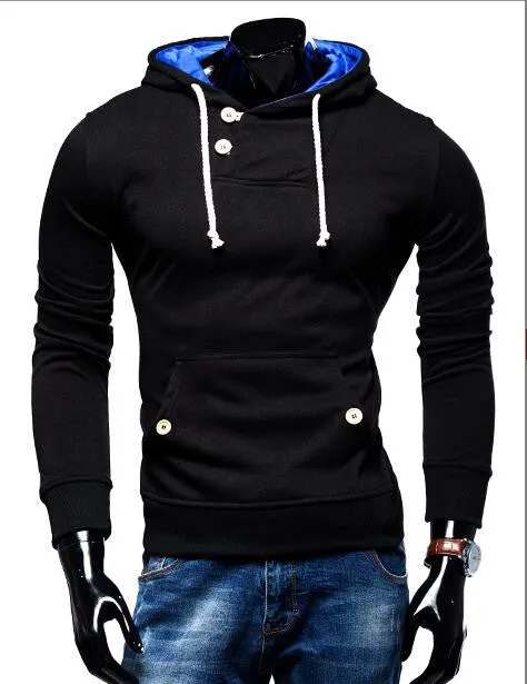 Hoodies Men Sudaderas Hombre Hip Hop Mens Brand Double Pocket Long Sleeve Hoodie Sweatshirt Suit Slim Fit Men Hoody
