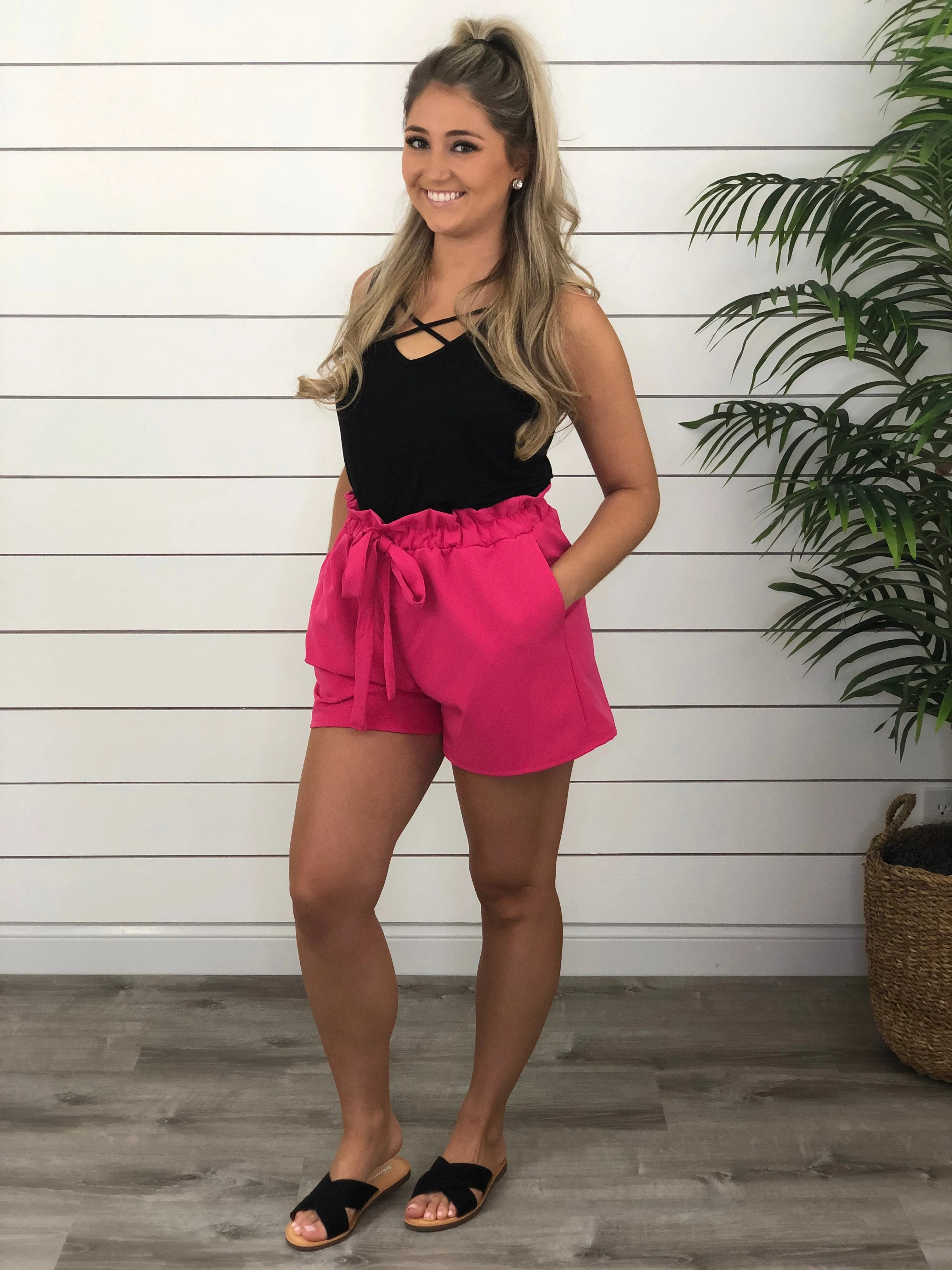 Hot Pink Paperbag Shorts
