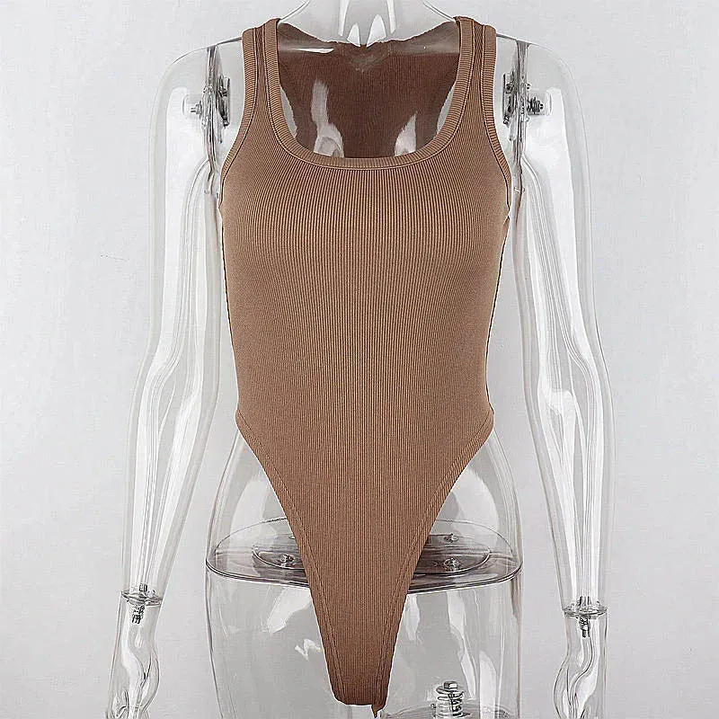 Hot Summer Sleeveless Knit Bodysuit – Sexy Off-Shoulder Halter Top for Women Clubwear