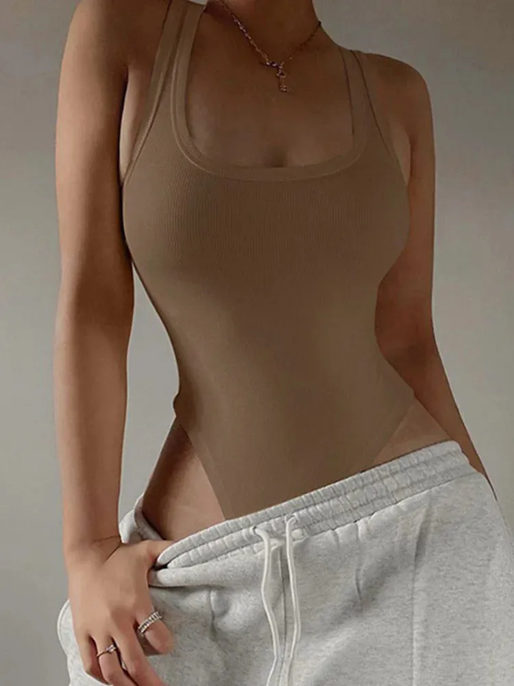 Hot Summer Sleeveless Knit Bodysuit – Sexy Off-Shoulder Halter Top for Women Clubwear