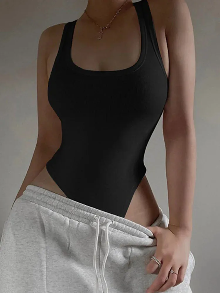 Hot Summer Sleeveless Knit Bodysuit – Sexy Off-Shoulder Halter Top for Women Clubwear