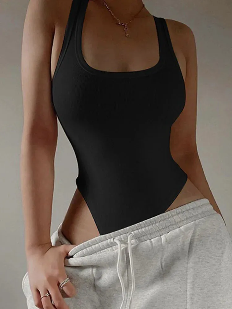 Hot Summer Sleeveless Knit Bodysuit – Sexy Off-Shoulder Halter Top for Women Clubwear