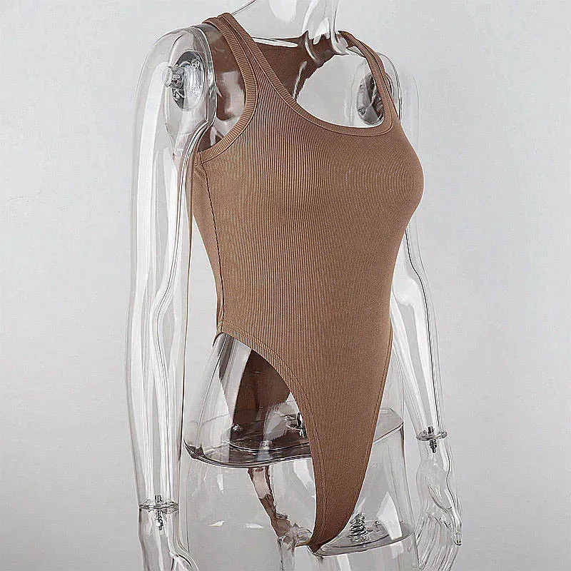 Hot Summer Sleeveless Knit Bodysuit – Sexy Off-Shoulder Halter Top for Women Clubwear