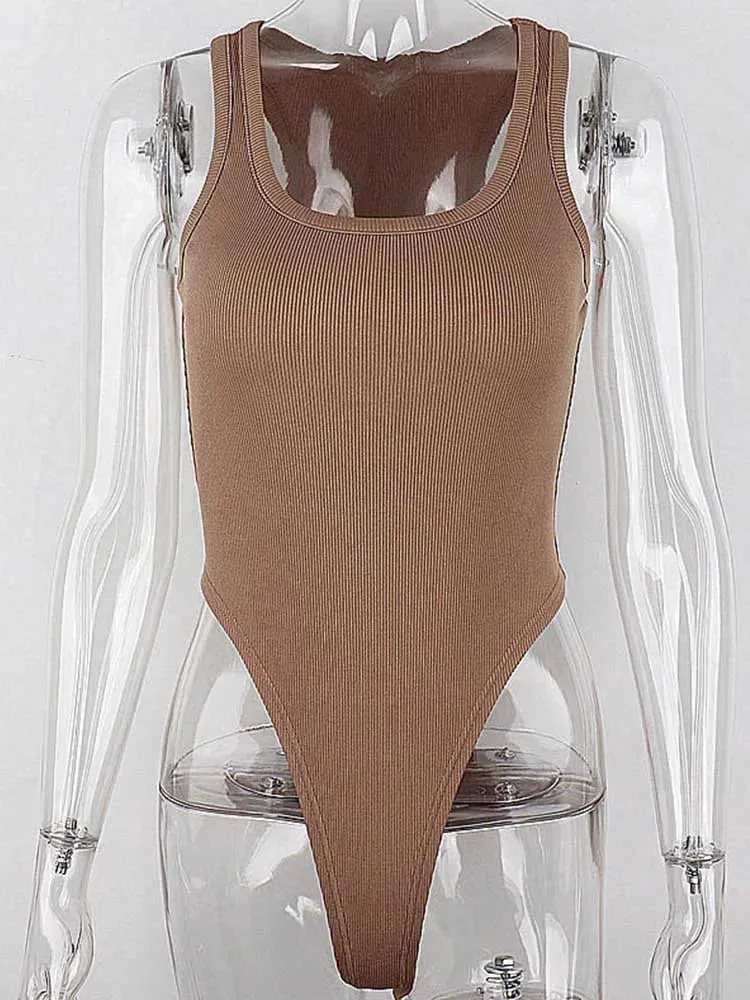 Hot Summer Sleeveless Knit Bodysuit – Sexy Off-Shoulder Halter Top for Women Clubwear