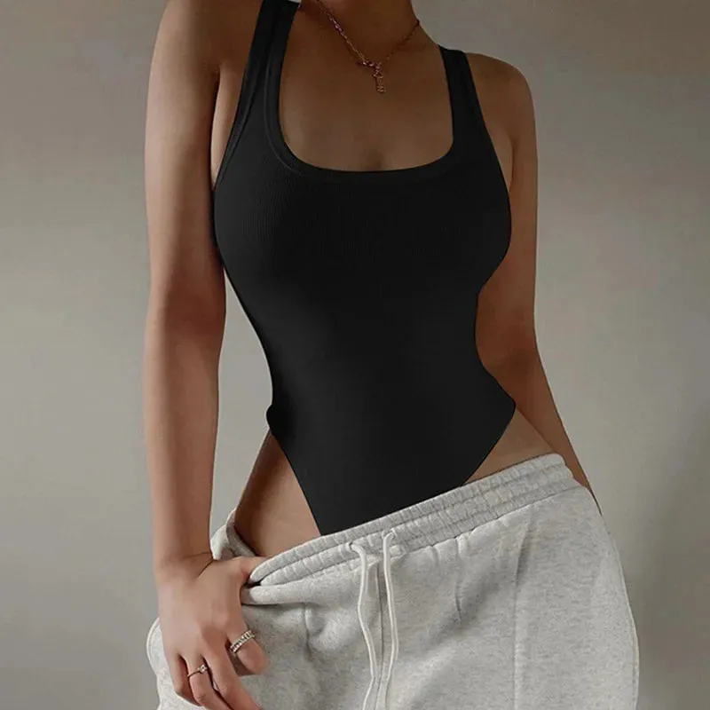 Hot Summer Sleeveless Knit Bodysuit – Sexy Off-Shoulder Halter Top for Women Clubwear