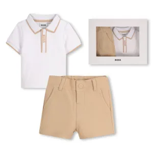 Hugo Boss Baby Boys Beige Polo Ensemble
