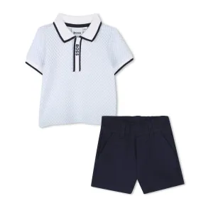 Hugo Boss Baby Boys Blue Polo Ensemble