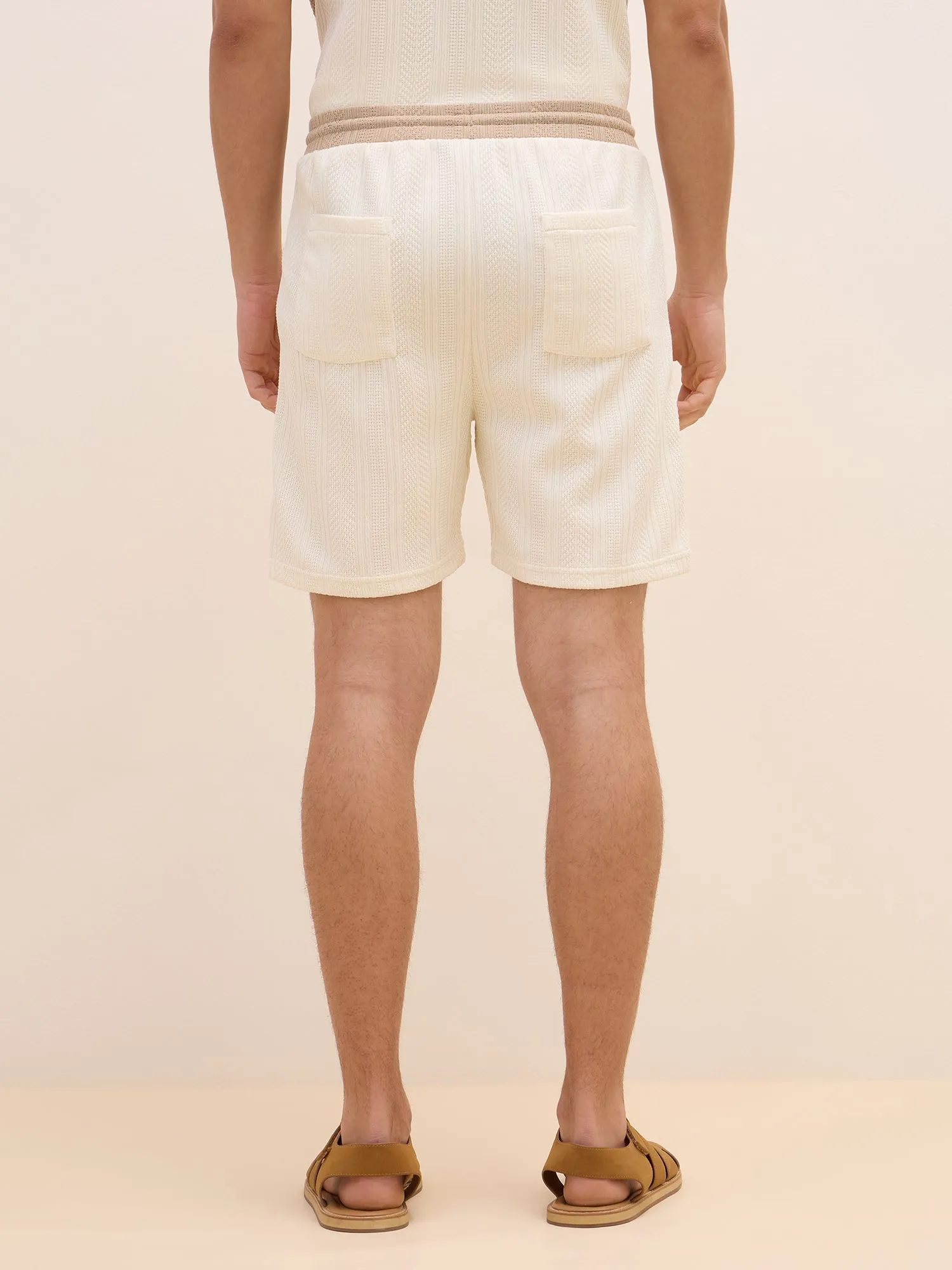 Iconic Men Beige Regular Fit Color Block Shorts
