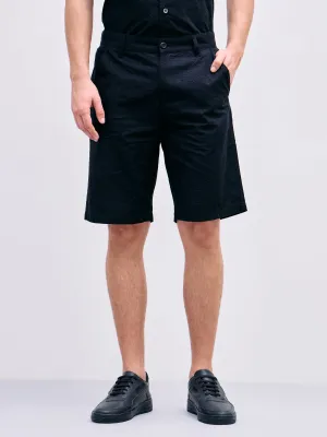 Iconic Men Black Regular Fit Textured Shorts