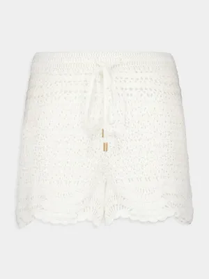 Ivory Lightburst Textured Shorts
